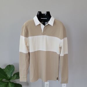 Goodfello &Co Tan and White Polo Shirt